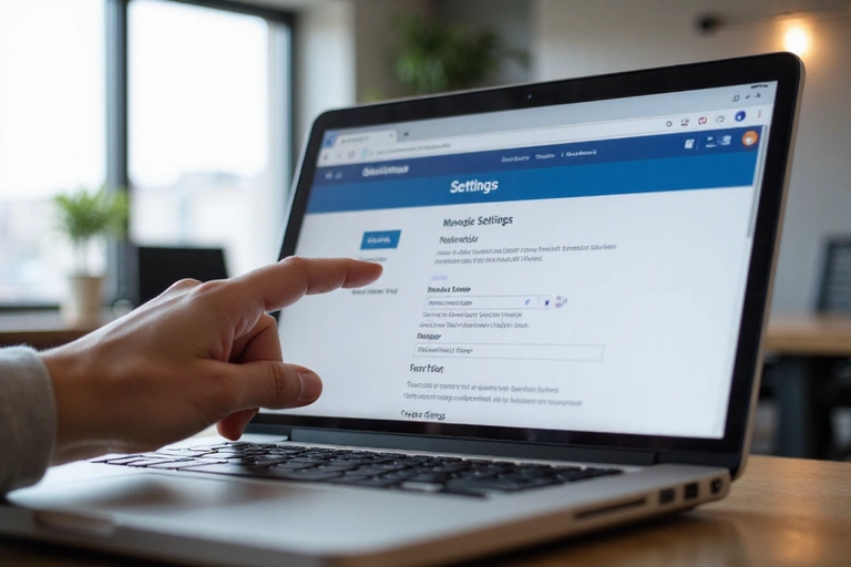 Una persona che clicca su impostazioni sul suo laptop, che simboleggia la gestione delle preferenze dei cookie