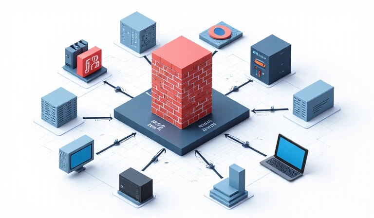 Diagramma che mostra un firewall e altre misure di sicurezza informatica a protezione dei dati.